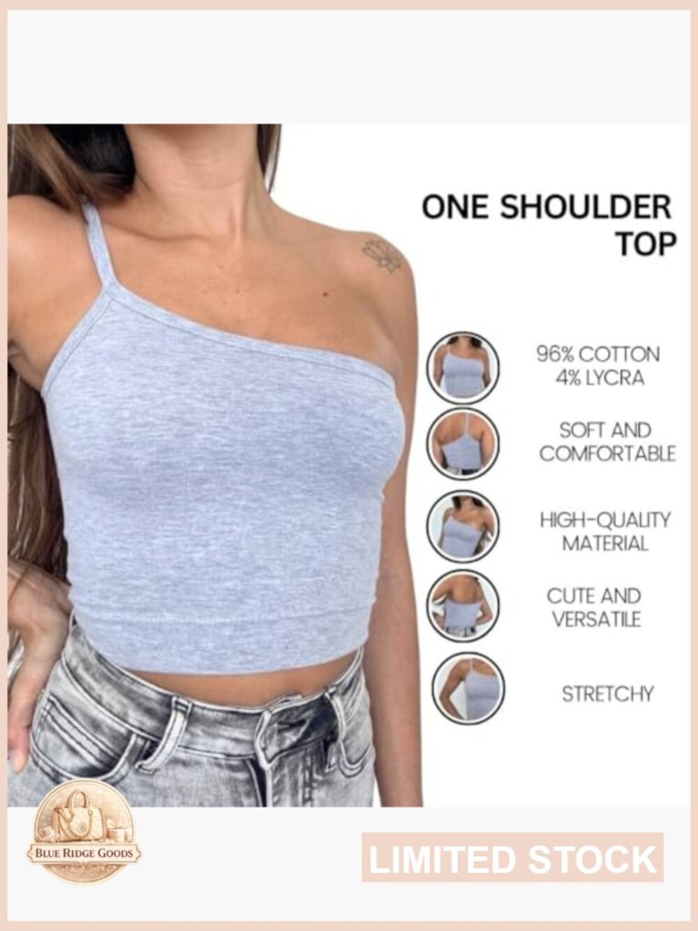 One Shoulder Crop Top Asymmetrical Sleeveless Tank Going Out Night Versatile - Picture 3 of 7